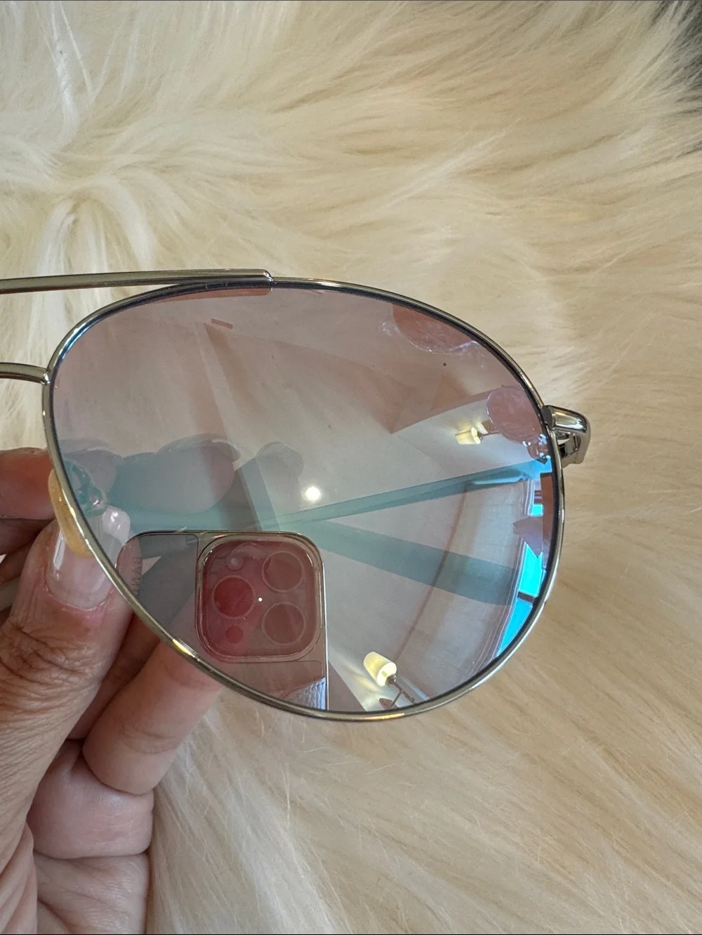 Nike Aviator Silver Frame Mirrored Sunglasses - Blue/Purple Tint - Picture 7 of 8